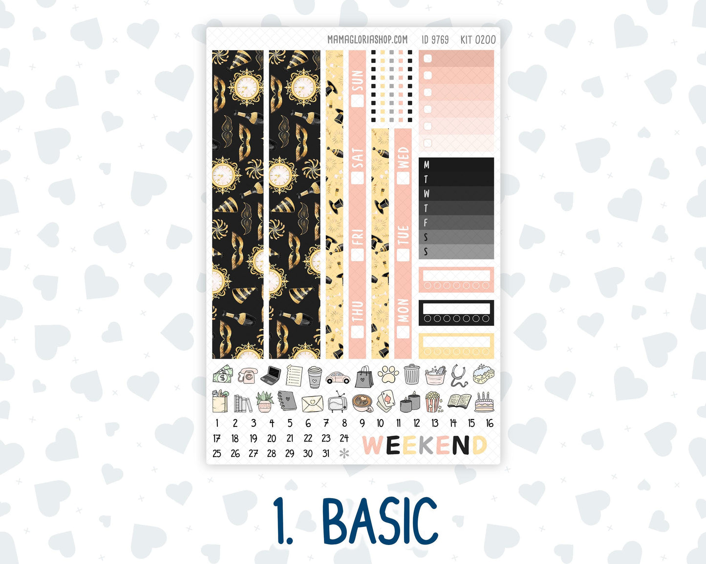 Kit 0200 Hobonichi Cousin – Weekly Kit – 1.3” Wide Columns - Golden Hour - January - New Year