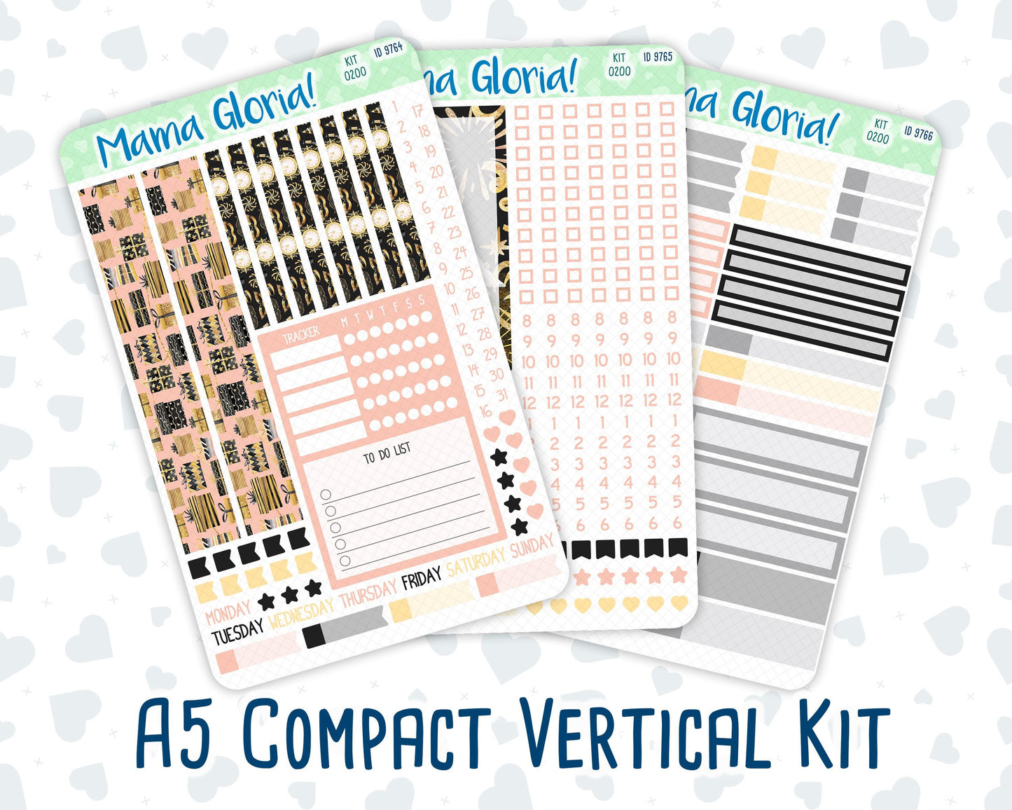 Kit 0200 - A5 Compact Vertical - Golden Hour - Weekly - January -New Year