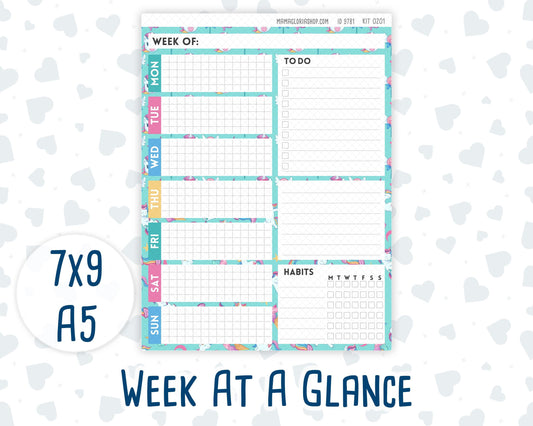 Kit 0201 - Week At A Glance - Dream Big - January - For 7x9 & A5 Planners - Notebooks