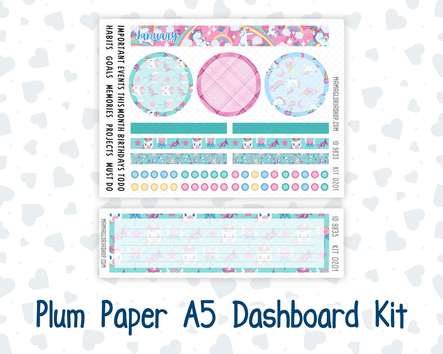 Kit 0201 Plum Paper A5– Dashboard - Dream Big - January
