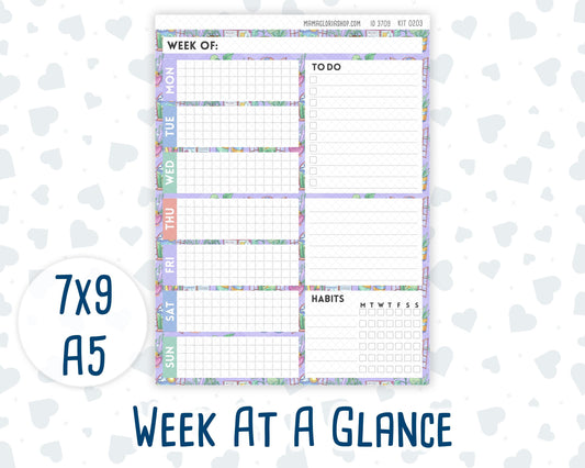 Kit 0203 - Week At A Glance - Self-Care - January - For 7x9 & A5 Planners - Notebooks