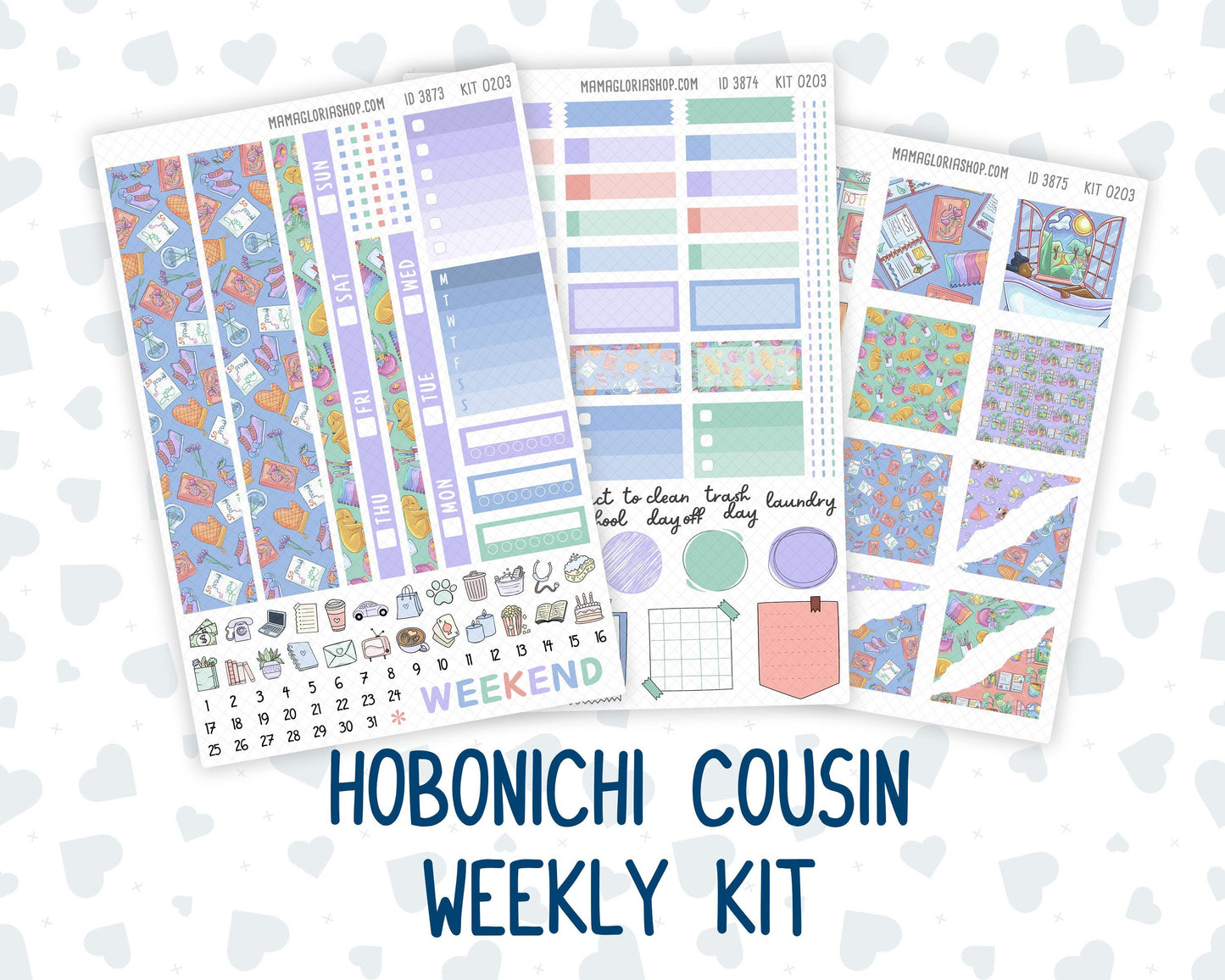 Kit 0203 Hobonichi Cousin – Weekly Kit – 1.3” Wide Columns - Self-Care - January