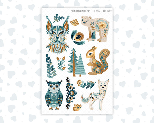 Kit 0202 - Clipart - Folky Forest - For Planners - Journals - January