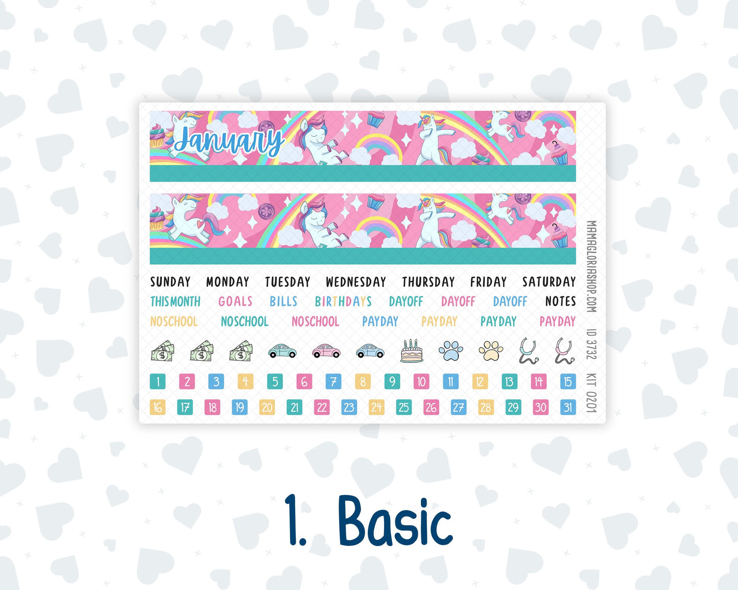 HP - Monthly - Kit 0201 - Dream Big - January - New Year - For Classic Happy Planner