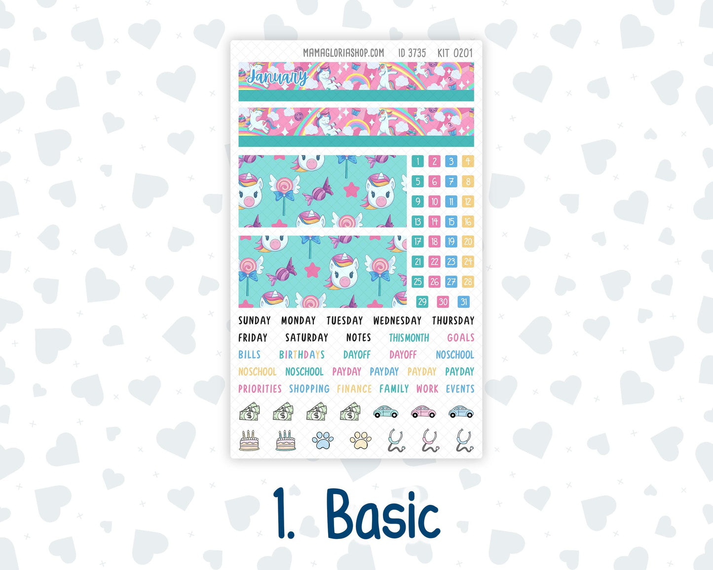 HP - Monthly - Kit 0201- Dream Big - January- New Year - For Mini Happy Planner