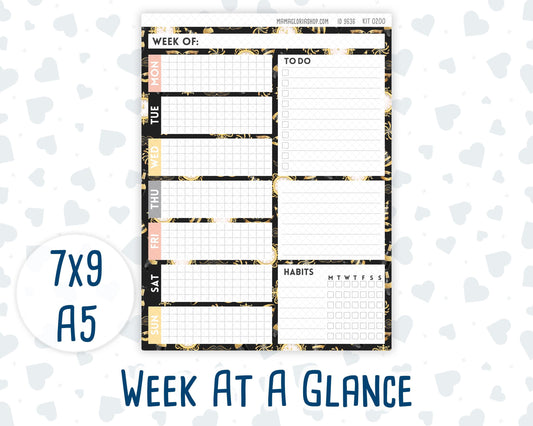 Kit 0200 - Week At A Glance - Golden Hour - January - New Year - For 7x9 & A5 Planners - Notebooks