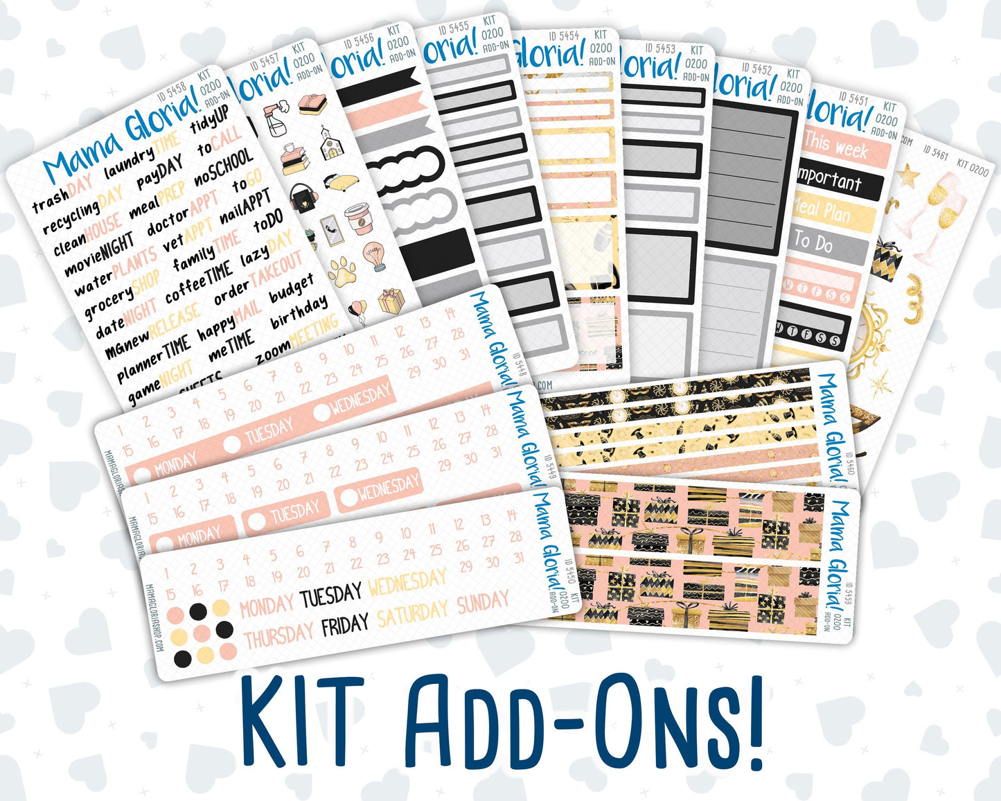 Kit 0200 Add Ons - Golden Hour - January - New Year - Planner Stickers - Kit 2024