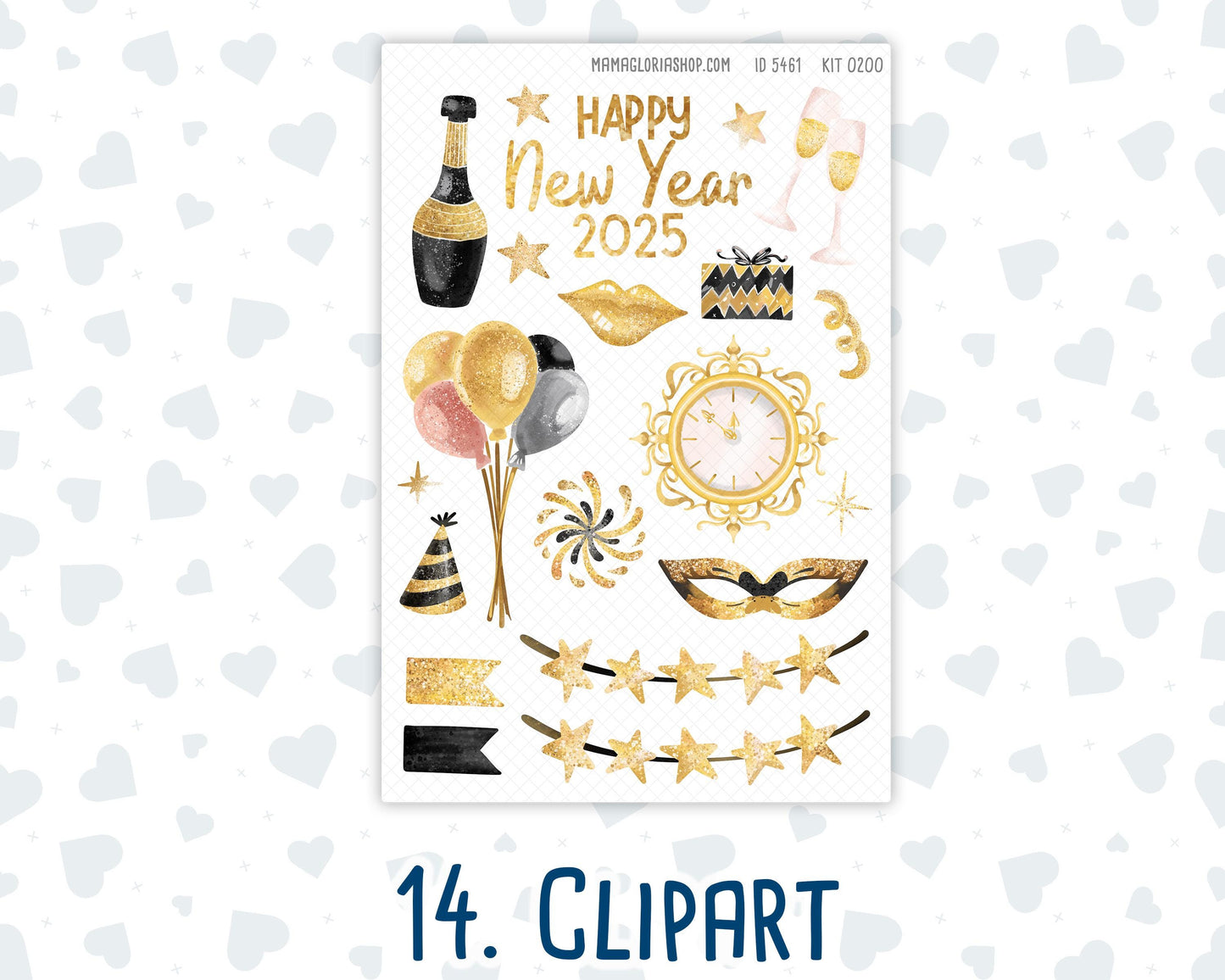 Kit 0200 Add Ons - Golden Hour - January - New Year - Planner Stickers - Kit 2024