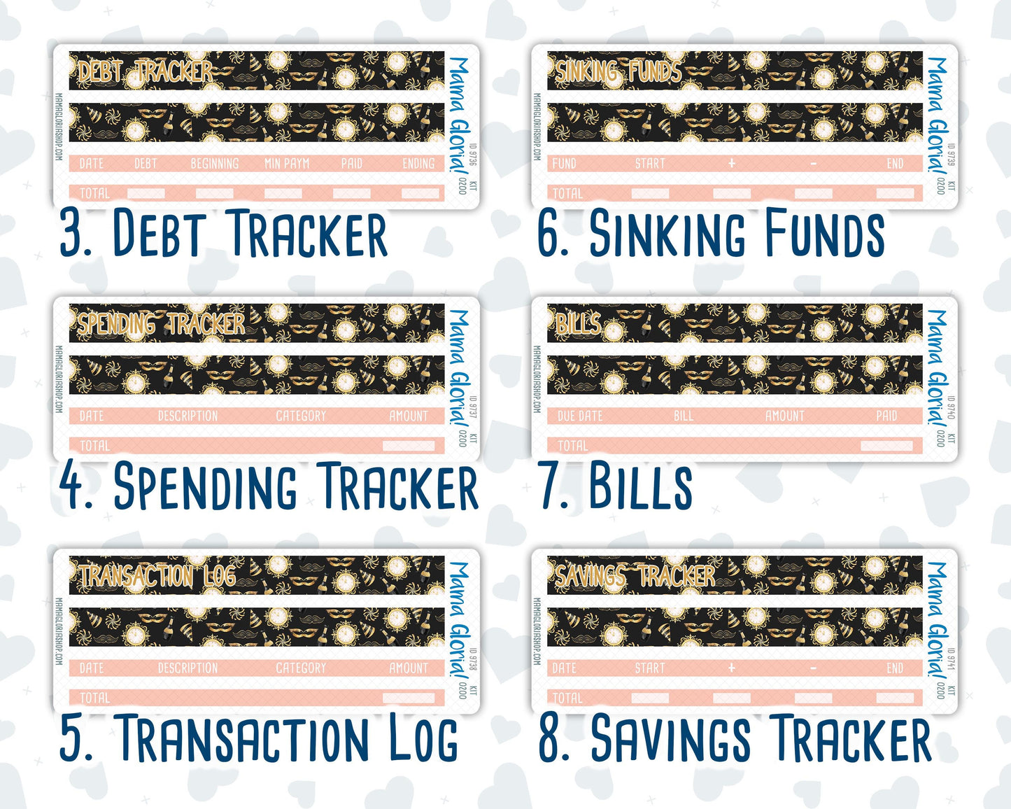Kit 0200 - Budget - Golden Hour - For 7x9 & A5 Planners - Notebooks - January- New Year