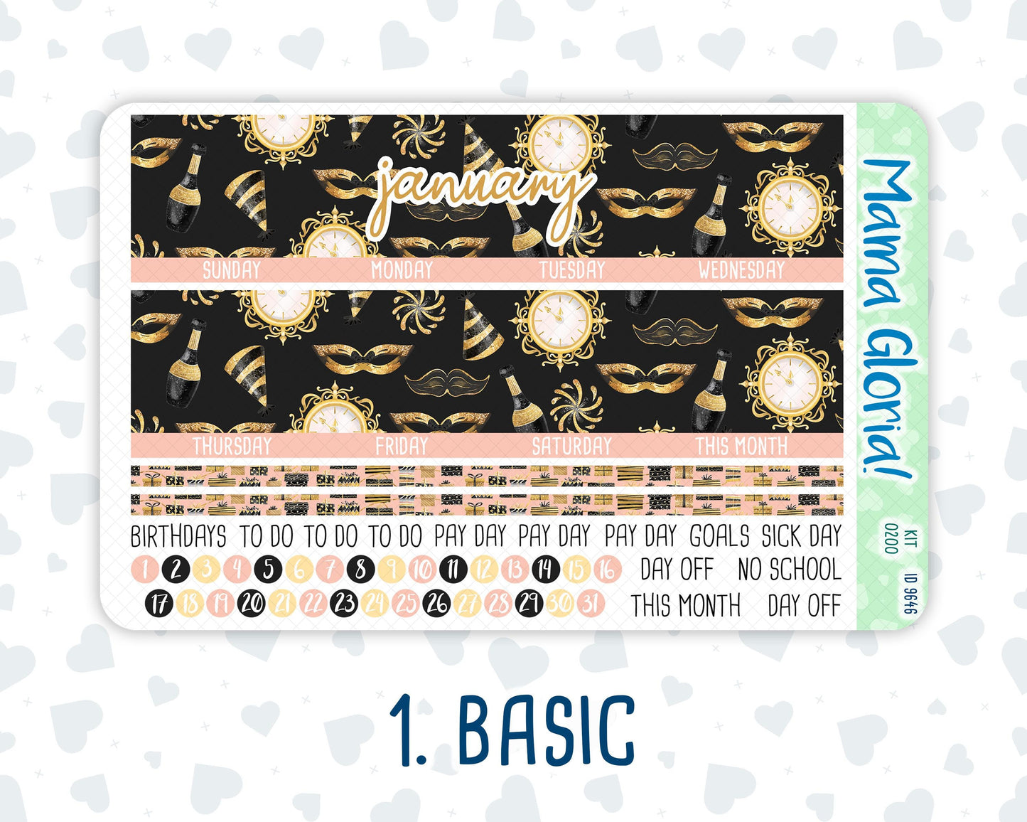 Kit 0200- 7x9 - Monthly - Golden Hour - January- New Year - For EC Planners