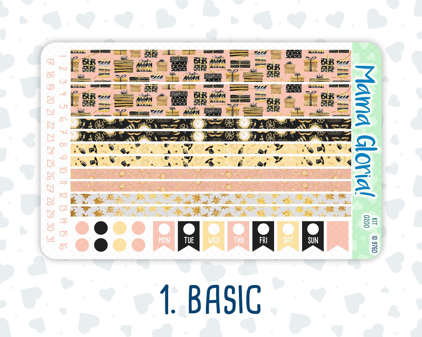 Kit 0200- 7x9 - Golden Hour - Weekly Kit For EC Horizontal Planners - January- New Year
