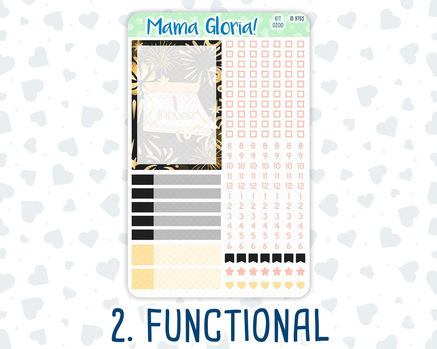 Kit 0200 - A5 Compact Vertical - Golden Hour - Weekly - January -New Year