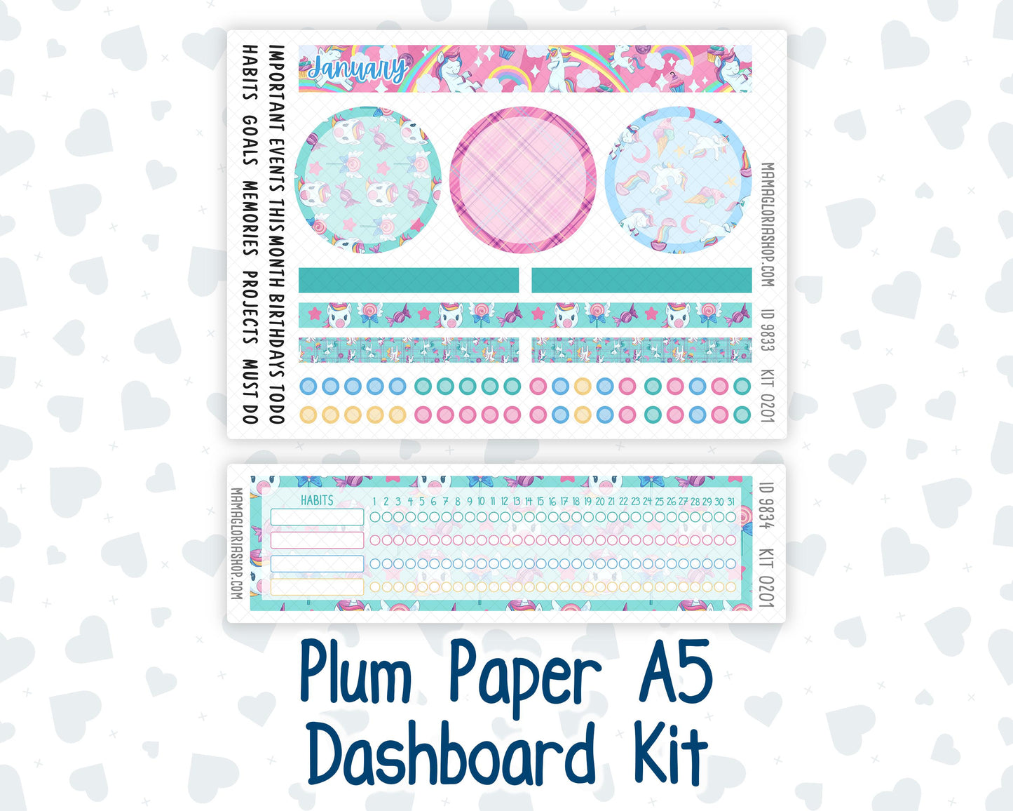 Kit 0201 Plum Paper A5– Dashboard - Dream Big - January