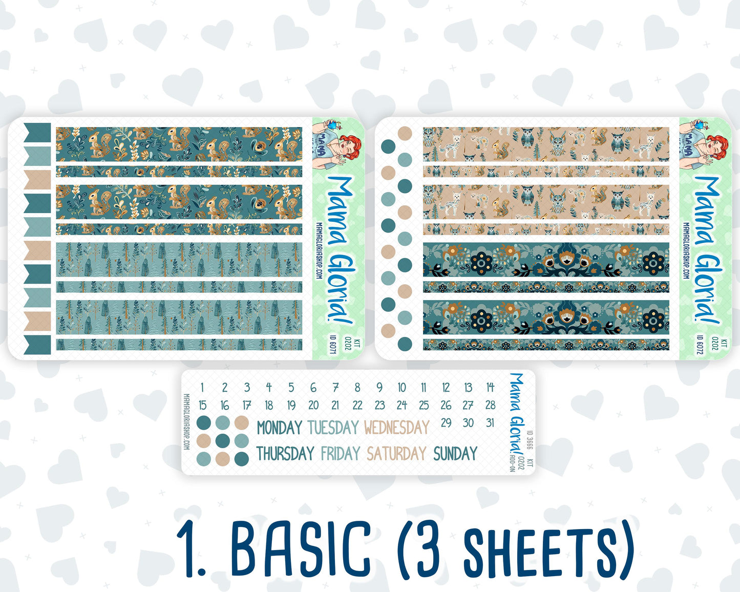 Kit 0202- A5 Daily Duo - Folky Forest - January -Planner