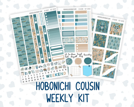 Kit 0202 Hobonichi Cousin – Weekly Kit – 1.3” Wide Columns - Folky Forest - January