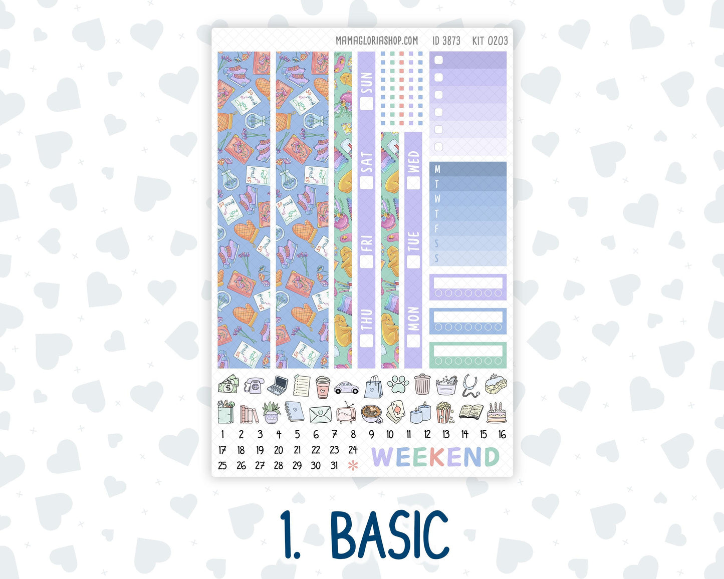 Kit 0203 Hobonichi Cousin – Weekly Kit – 1.3” Wide Columns - Self-Care - January