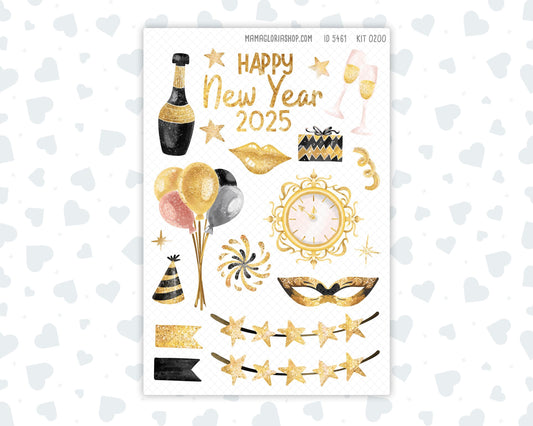 Kit 0200- Clipart - Golden Hour - For Planners - Journals - January - New Year