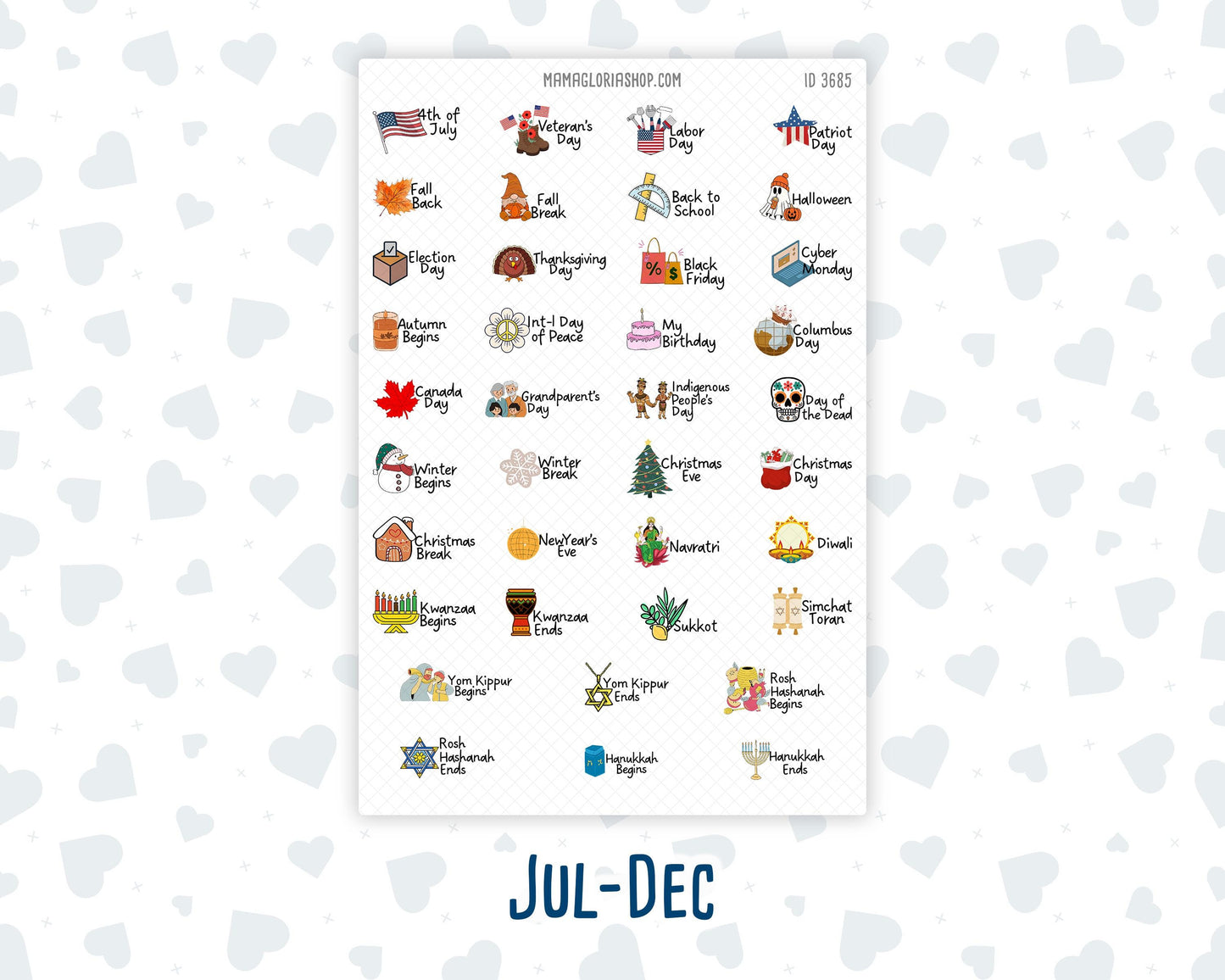 Holiday Stickers - 1.3" Wide - For Planners - Journals - Doodle