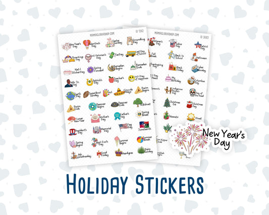 Holiday Stickers - 1.3" Wide - For Planners - Journals - Doodle
