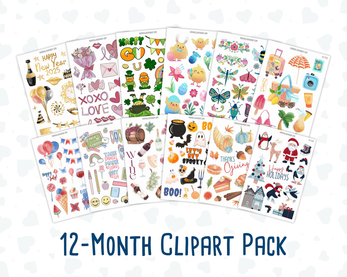 12-Month Clipart Pack - 2025 - For Planners