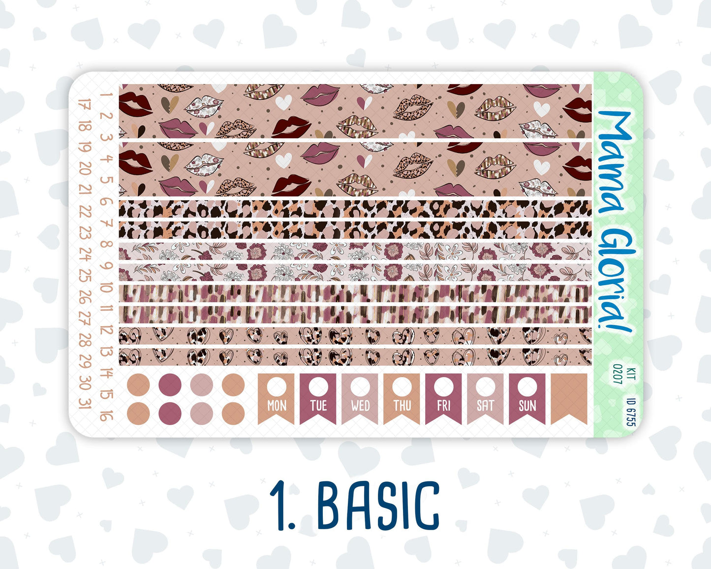 Kit 0207 -7x9 - Wild Love - Weekly Kit For EC Horizontal Planners - February