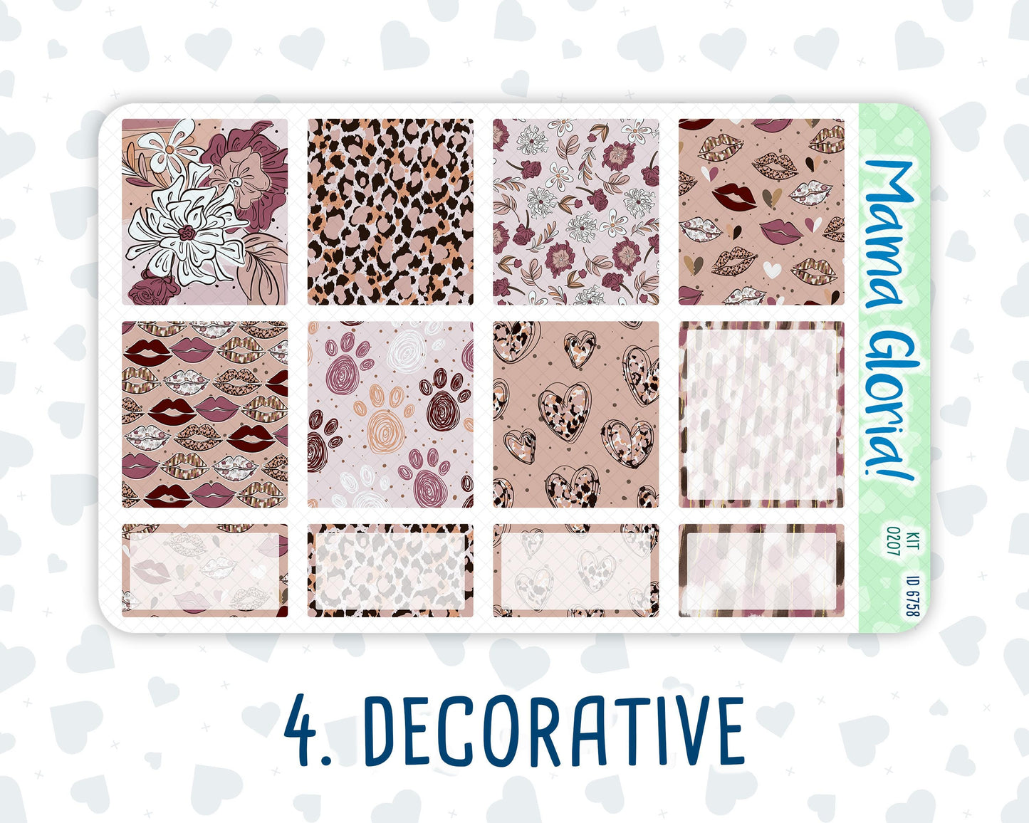 Kit 0207 -7x9 - Wild Love - Weekly Kit For EC Horizontal Planners - February