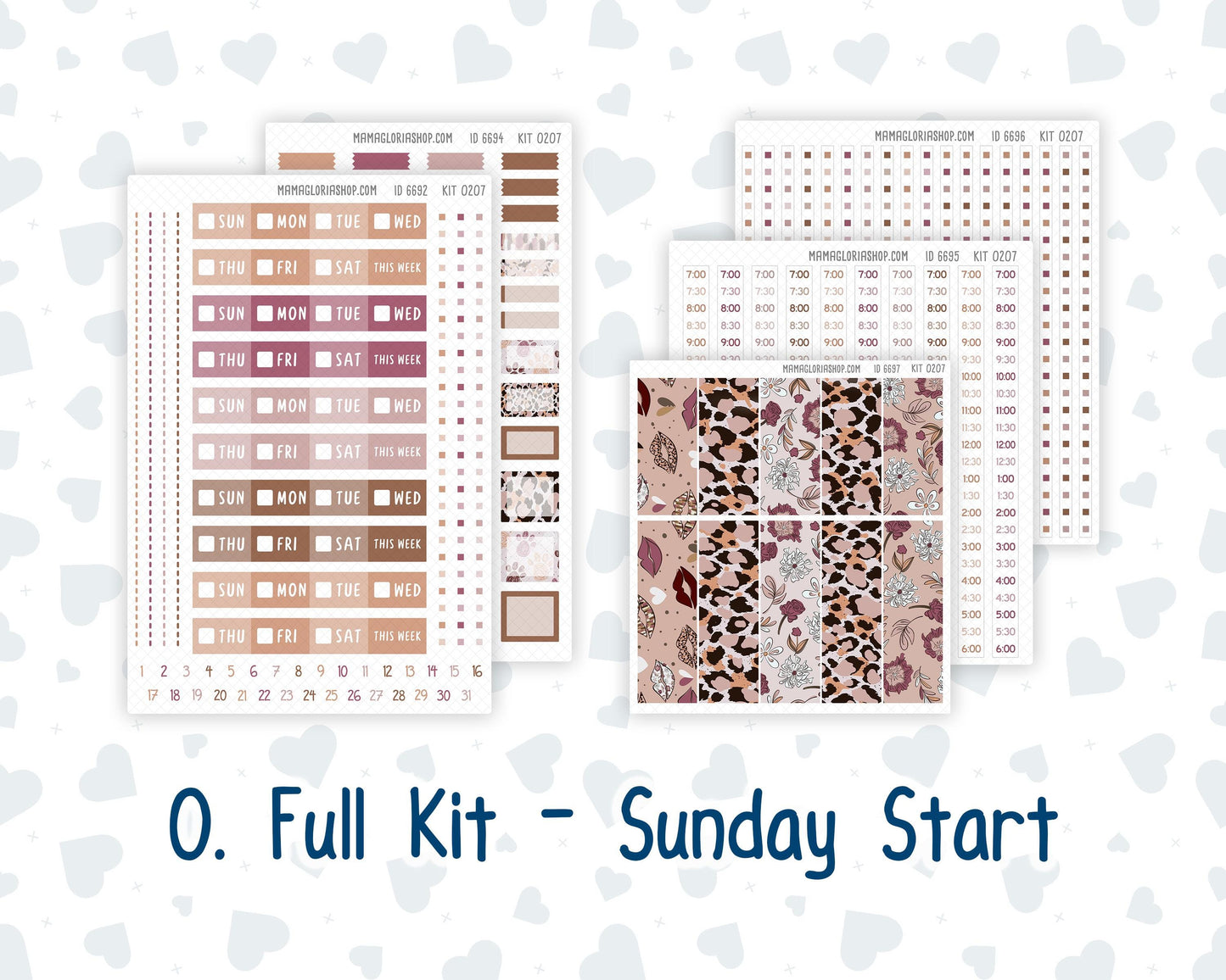 Kit 0207 Laurel Denise Mini Size – Weekly - Vertical Layout - Wild Love - February