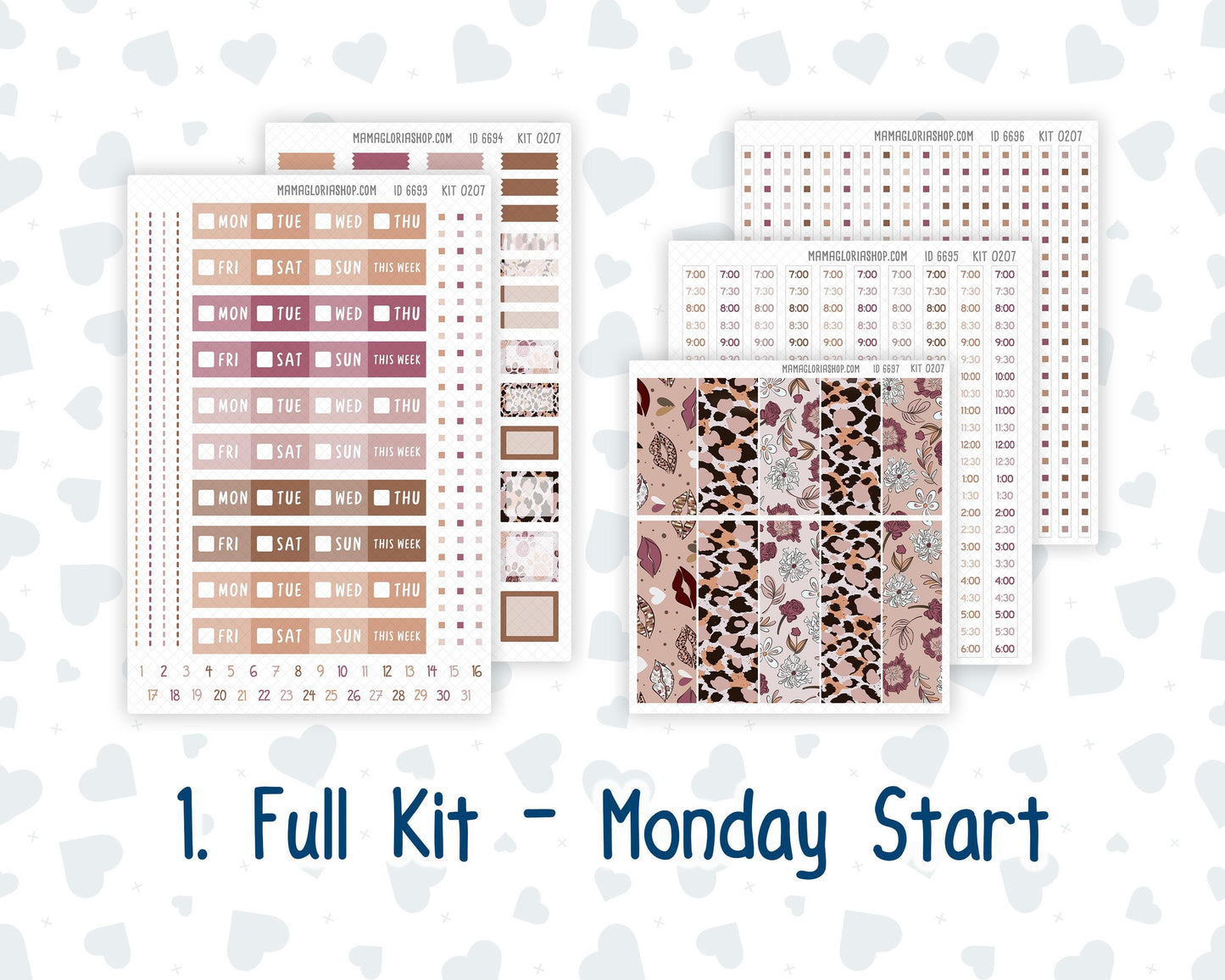 Kit 0207 Laurel Denise Mini Size – Weekly - Vertical Layout - Wild Love - February