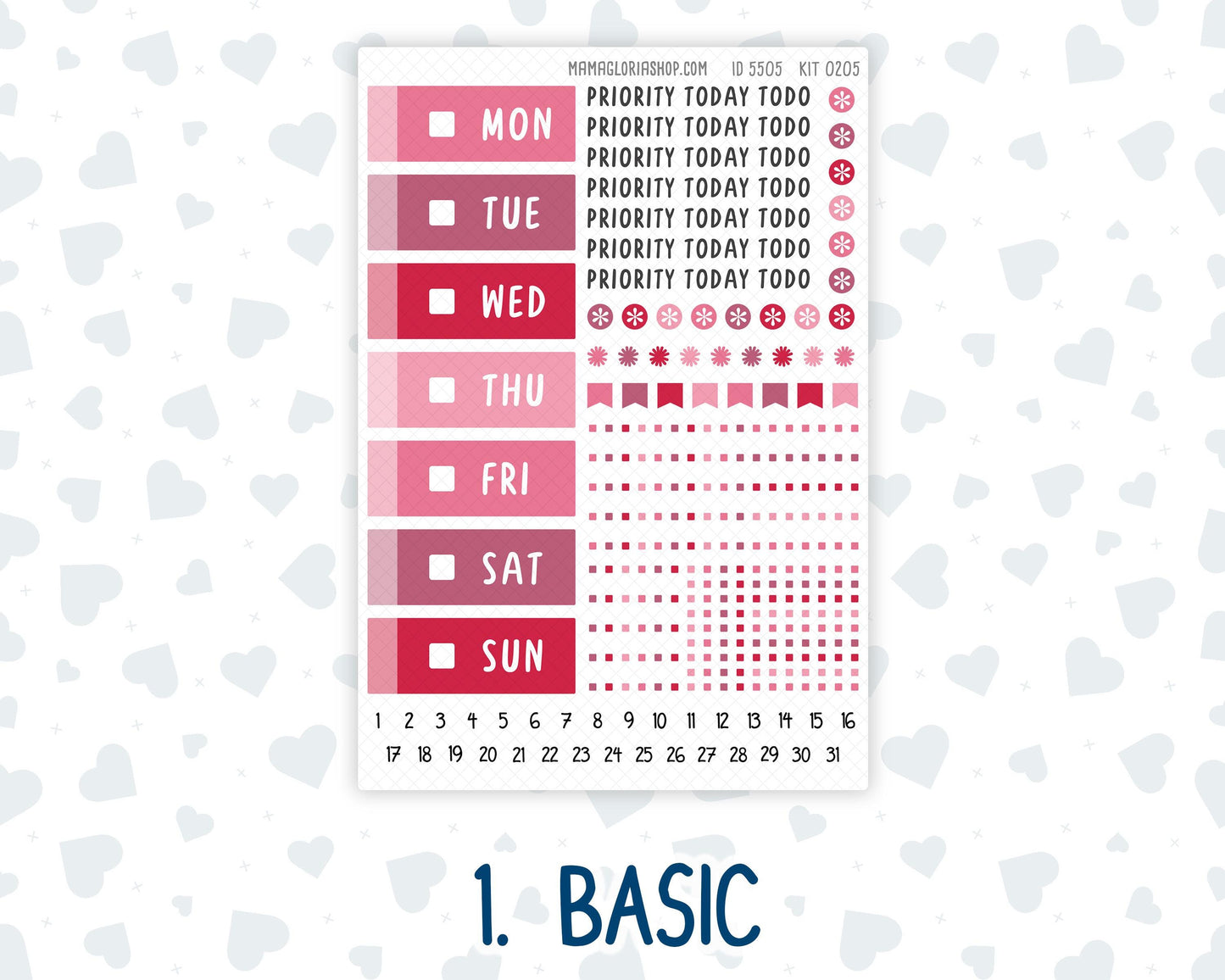 Kit 0205 Hobonichi Cousin – Daily Kit - Dancer's Heart - February