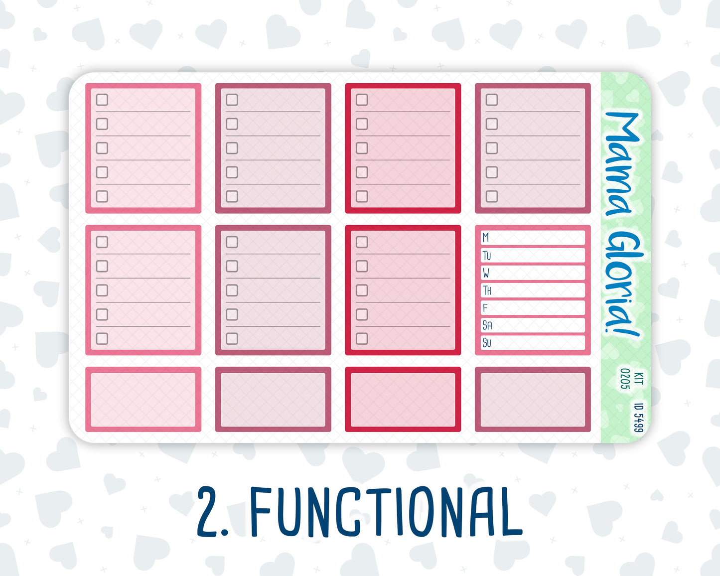 Kit 0205 -7x9 - Dancer's Heart - Weekly Kit For EC Horizontal Planners - February