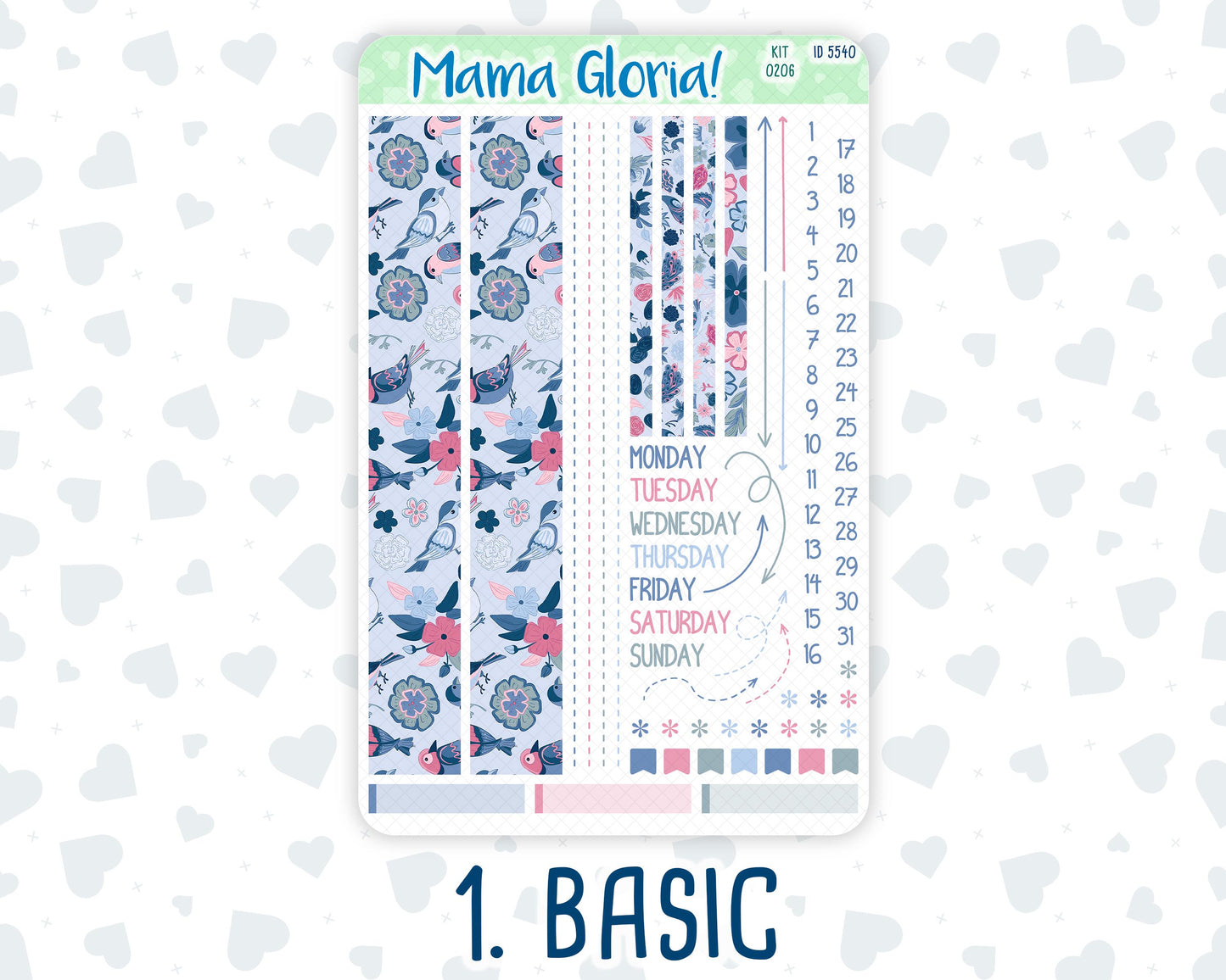 Kit 0206 - 7x9 Compact Vertical - Feathered Romance - Weekly - February