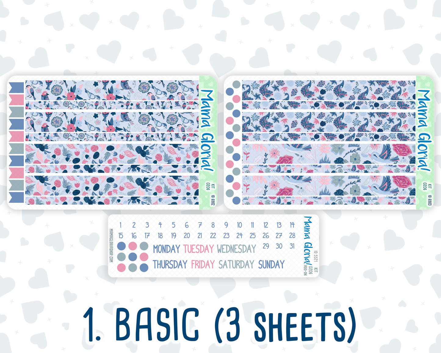 Kit 0206- 7x9 Daily Duo - Feathered Romance - February- Planner