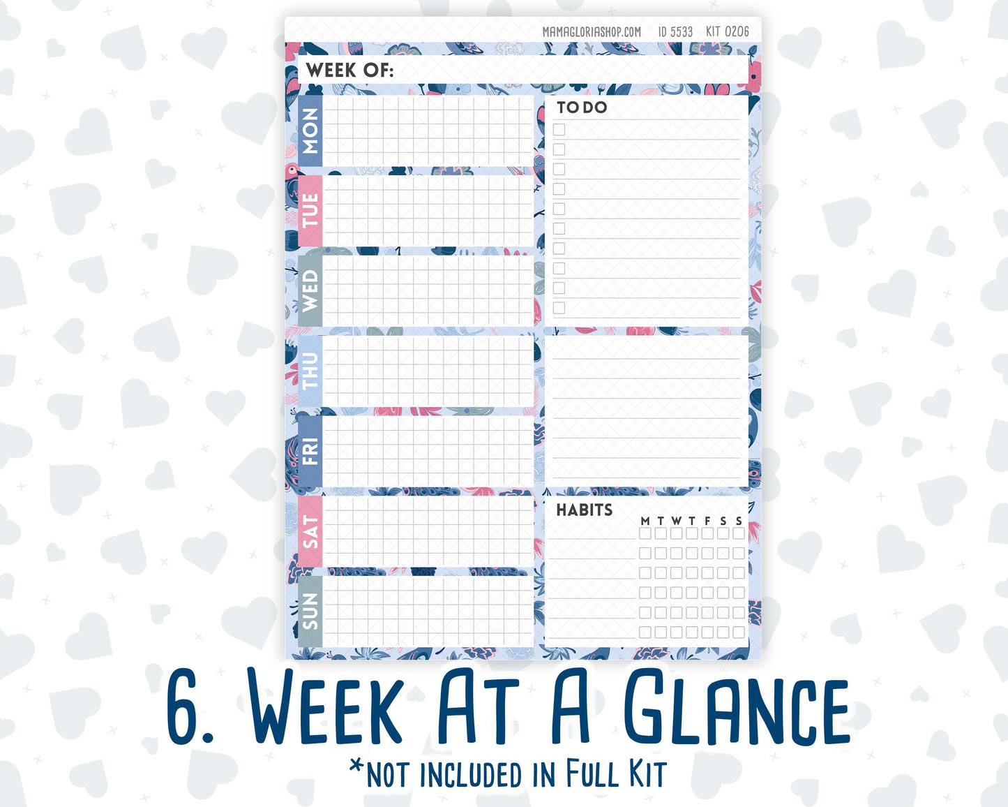 Kit 0206- 7x9 Daily Duo - Feathered Romance - February- Planner