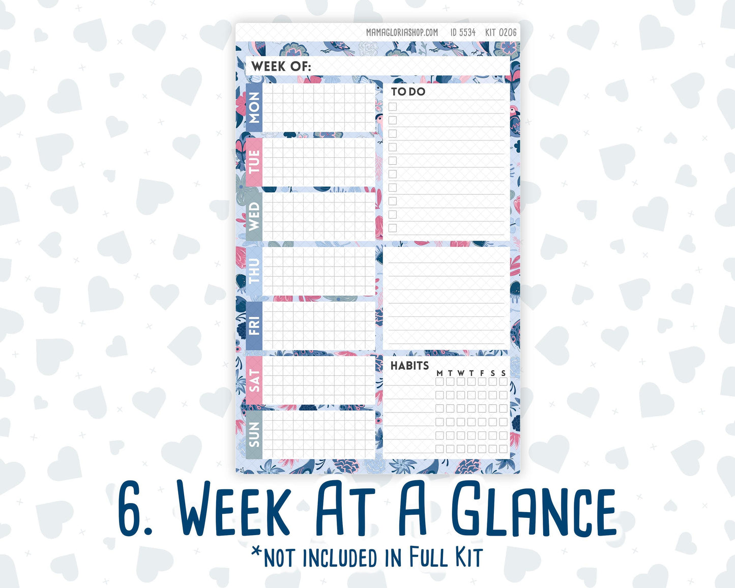 Kit 0206- A5 Daily Duo - Feathered Romance - February -Planner