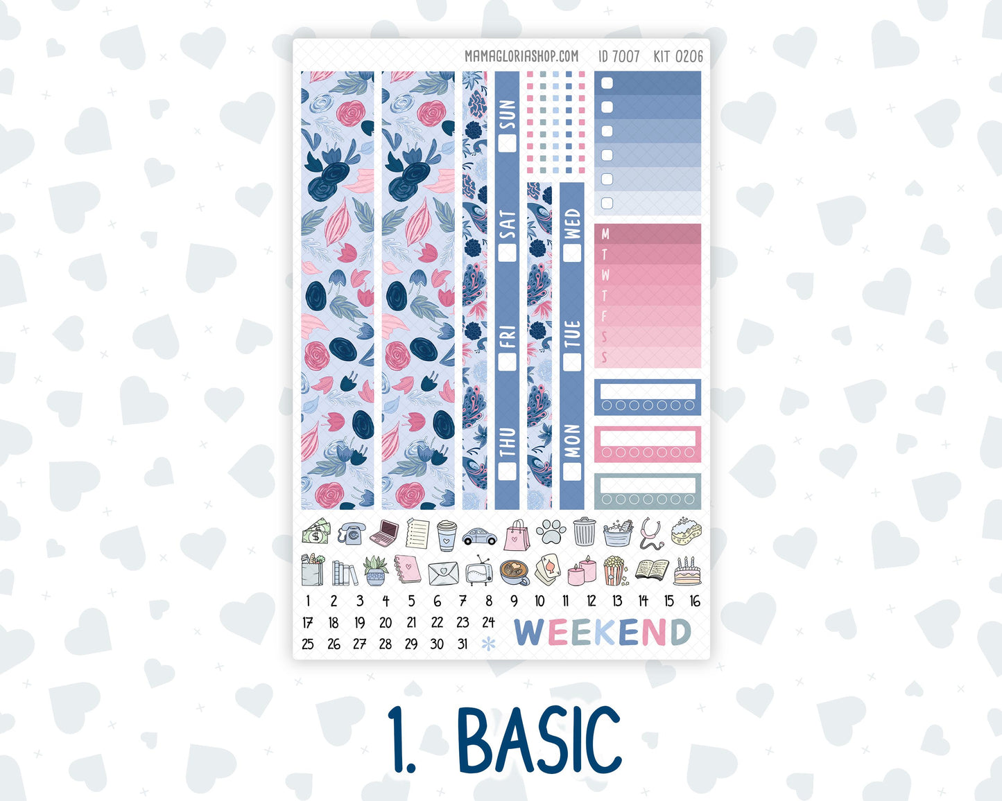 Kit 0206 Hobonichi Cousin – Weekly Kit – 1.3” Wide Columns - Feathered Romance- February