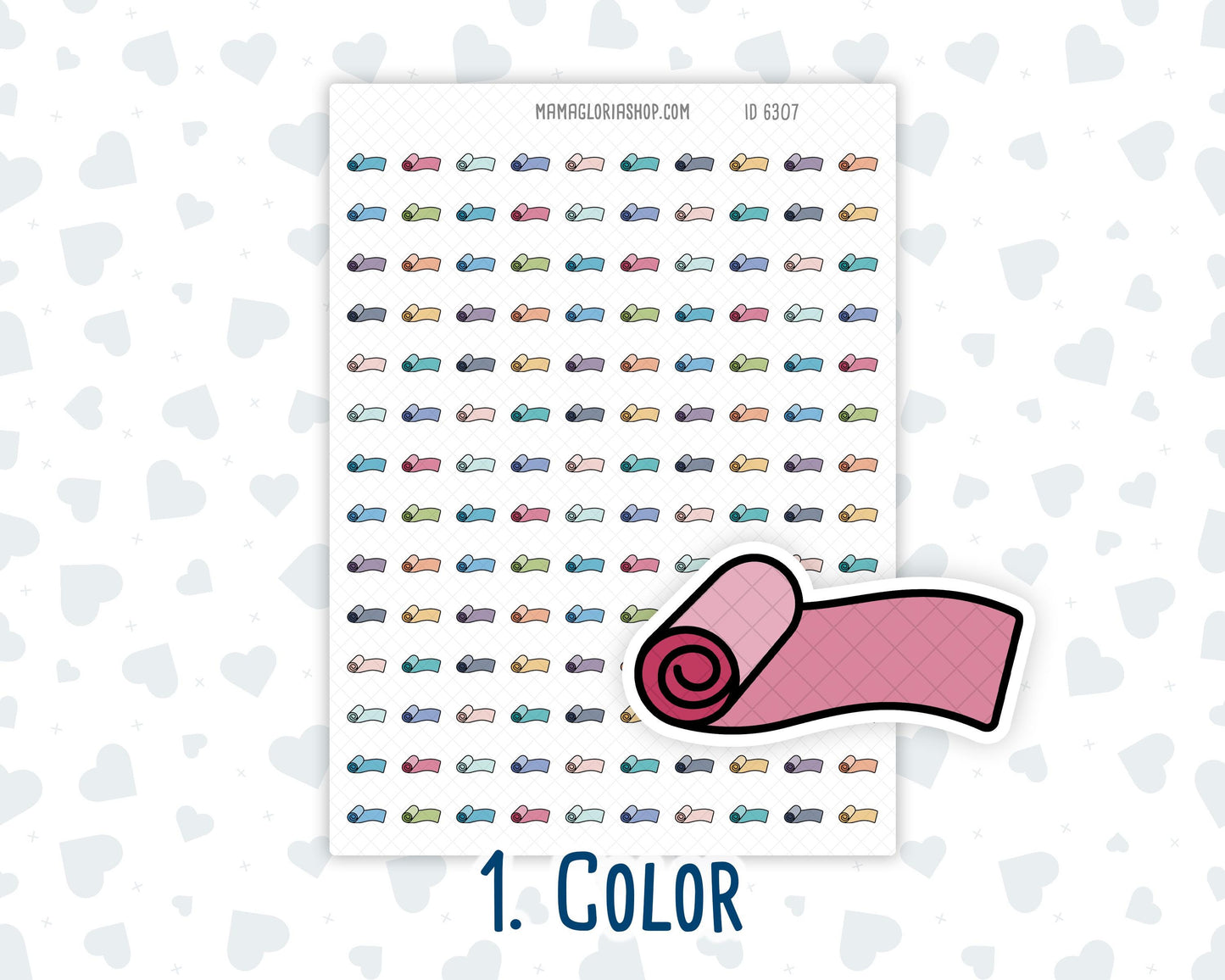 Yoga Mat - Pilates, Stretching Workouts - Fitness - Doodle Icon Sticker