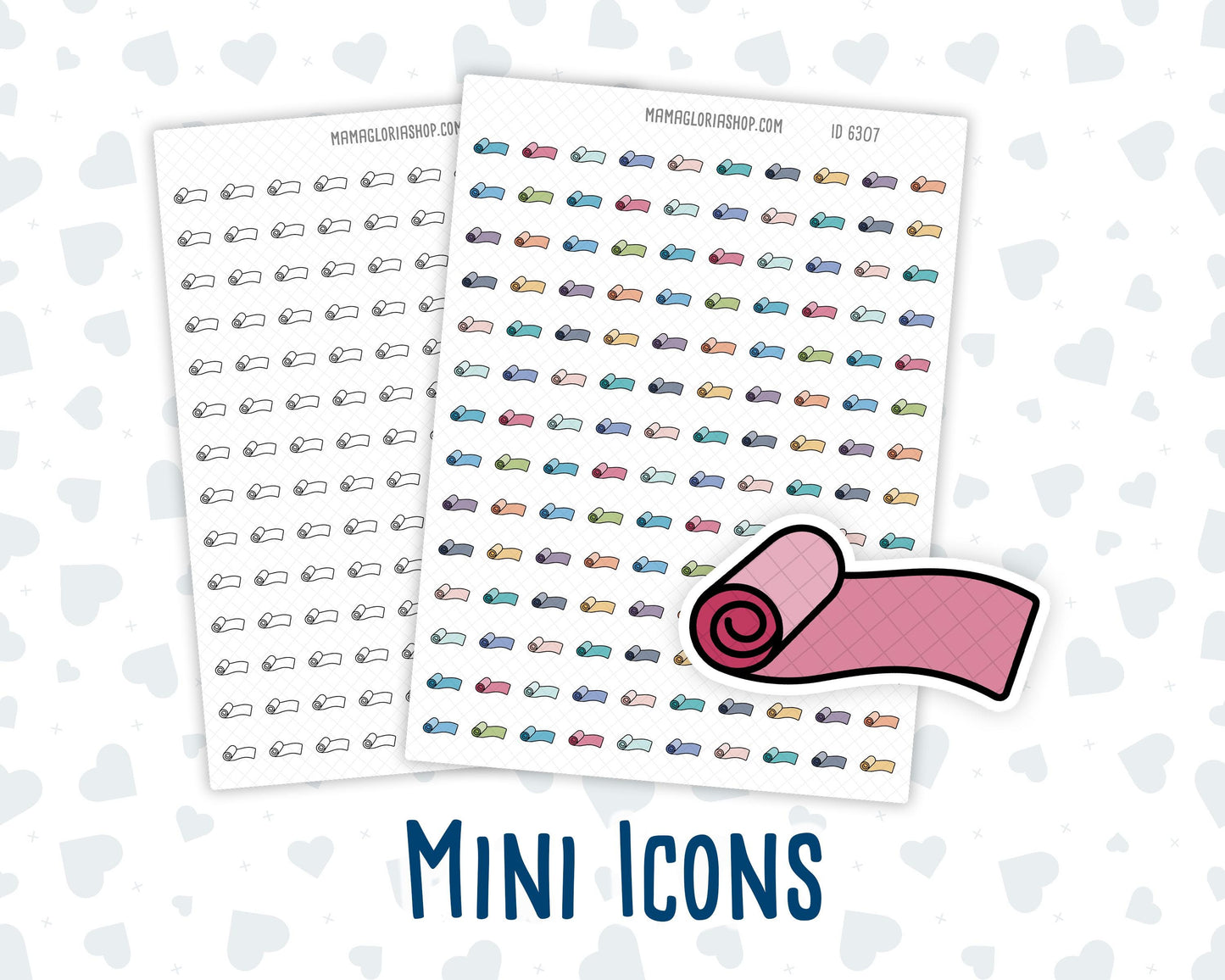 Yoga Mat - Pilates, Stretching Workouts - Fitness - Doodle Icon Sticker