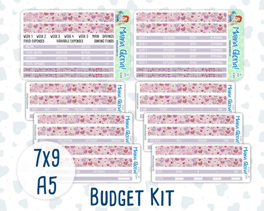 Kit 0204- Budget - Valentine's Garden - For 7x9 & A5 Planners - Notebooks - February