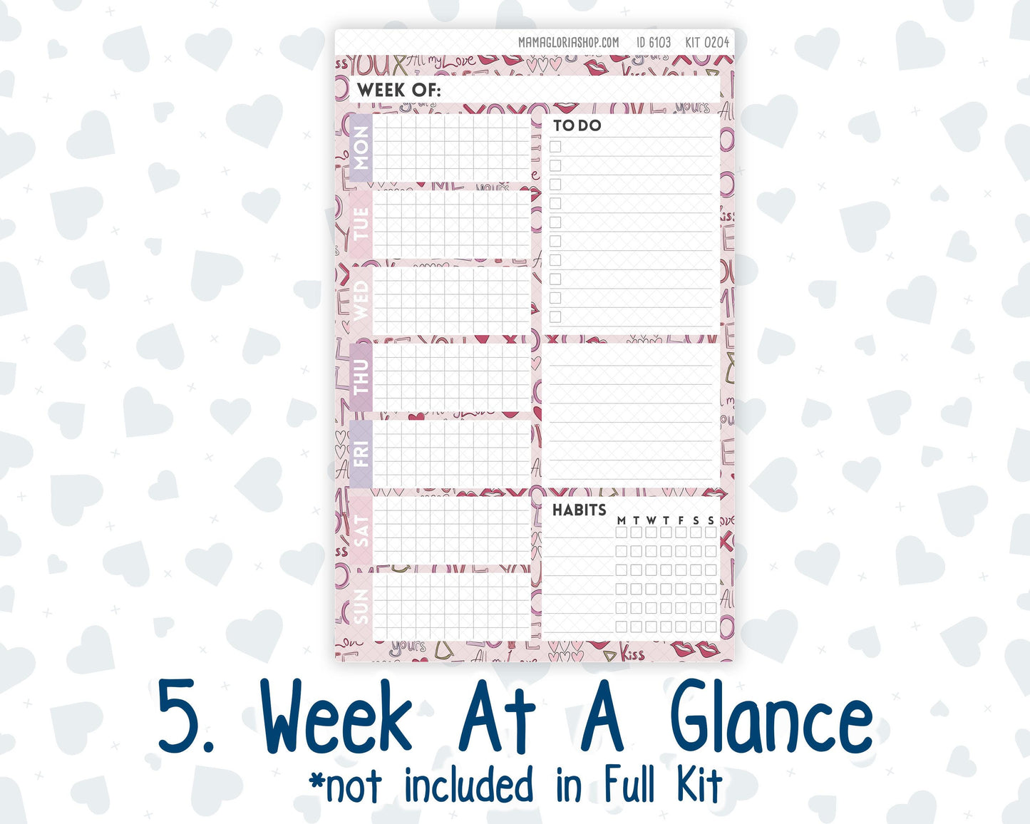 Kit 0204 A5 Plum Paper Daily - Valentine's Garden - Planner -February