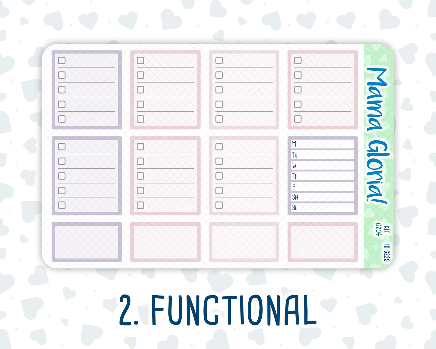 Kit 0204 -7x9 - Valentine's Garden - Weekly Kit For EC Horizontal Planners - February