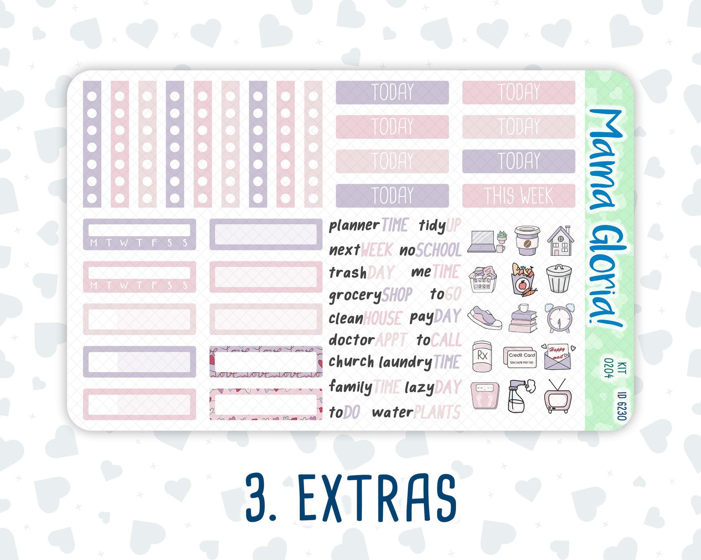 Kit 0204 -7x9 - Valentine's Garden - Weekly Kit For EC Horizontal Planners - February