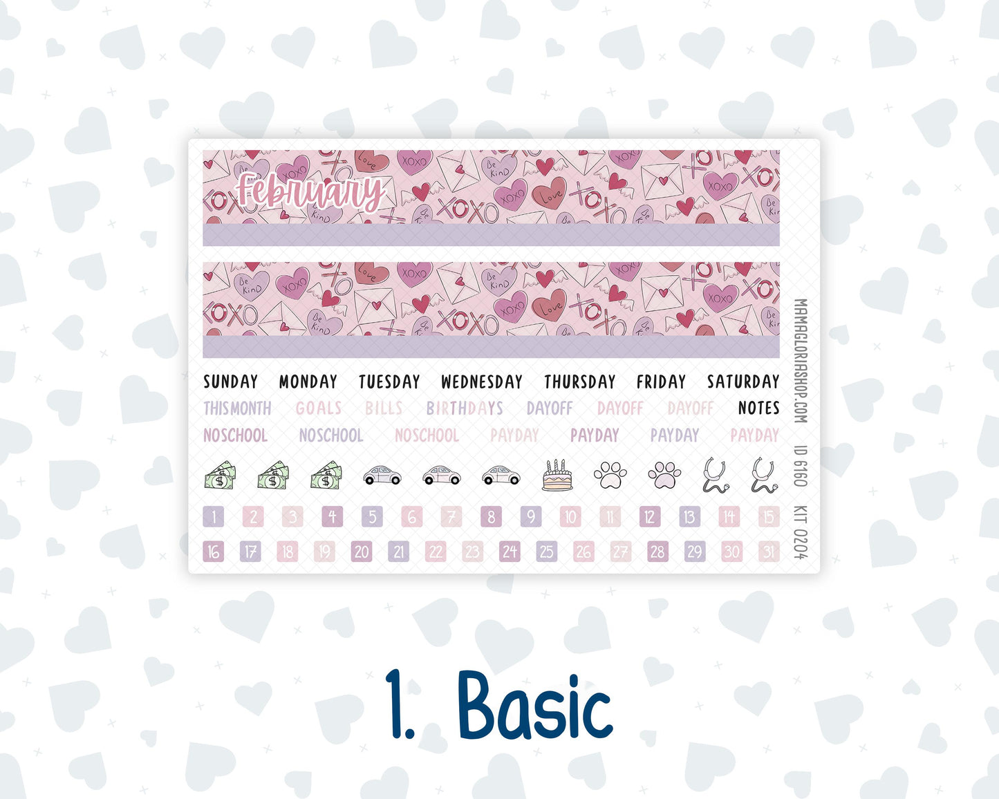 HP - Monthly - Kit 0204- Valentine's Garden - February - For Classic Happy Planner