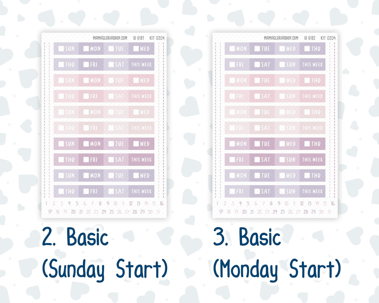 Kit 0204 Laurel Denise Standard Size – Weekly - Vertical Layout - Valentine's Garden - February
