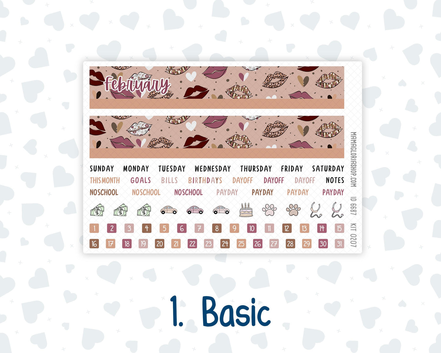 HP - Monthly - Kit 0207 - Wild Love - February - For Classic Happy Planner