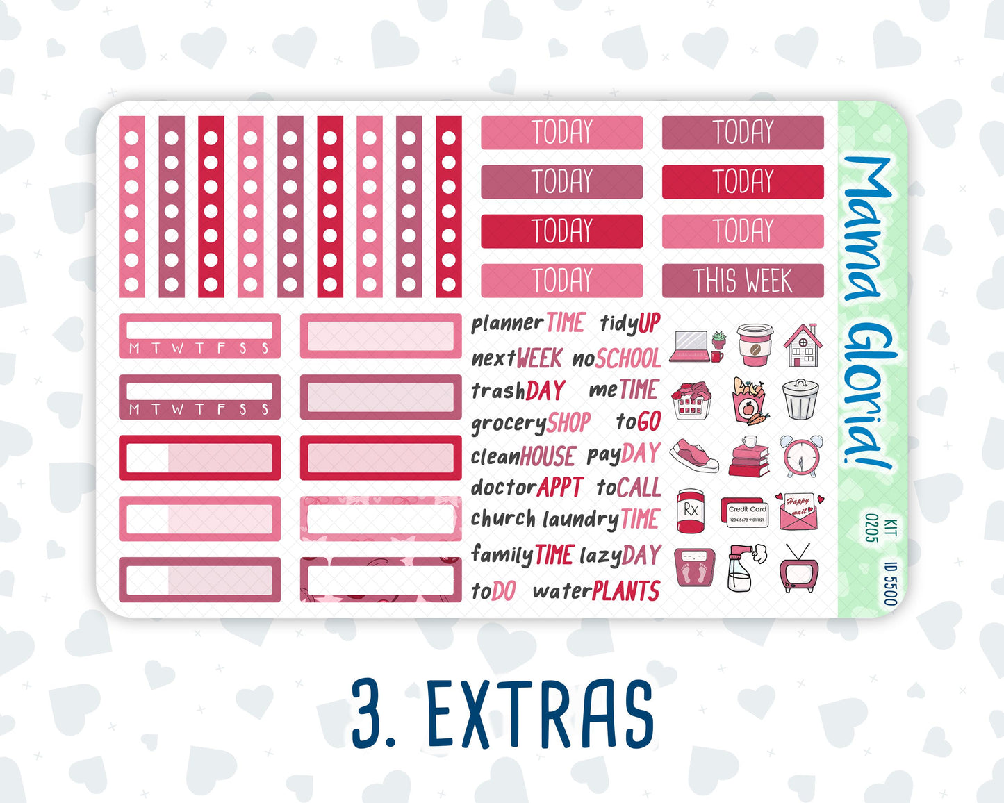 Kit 0205 -7x9 - Dancer's Heart - Weekly Kit For EC Horizontal Planners - February