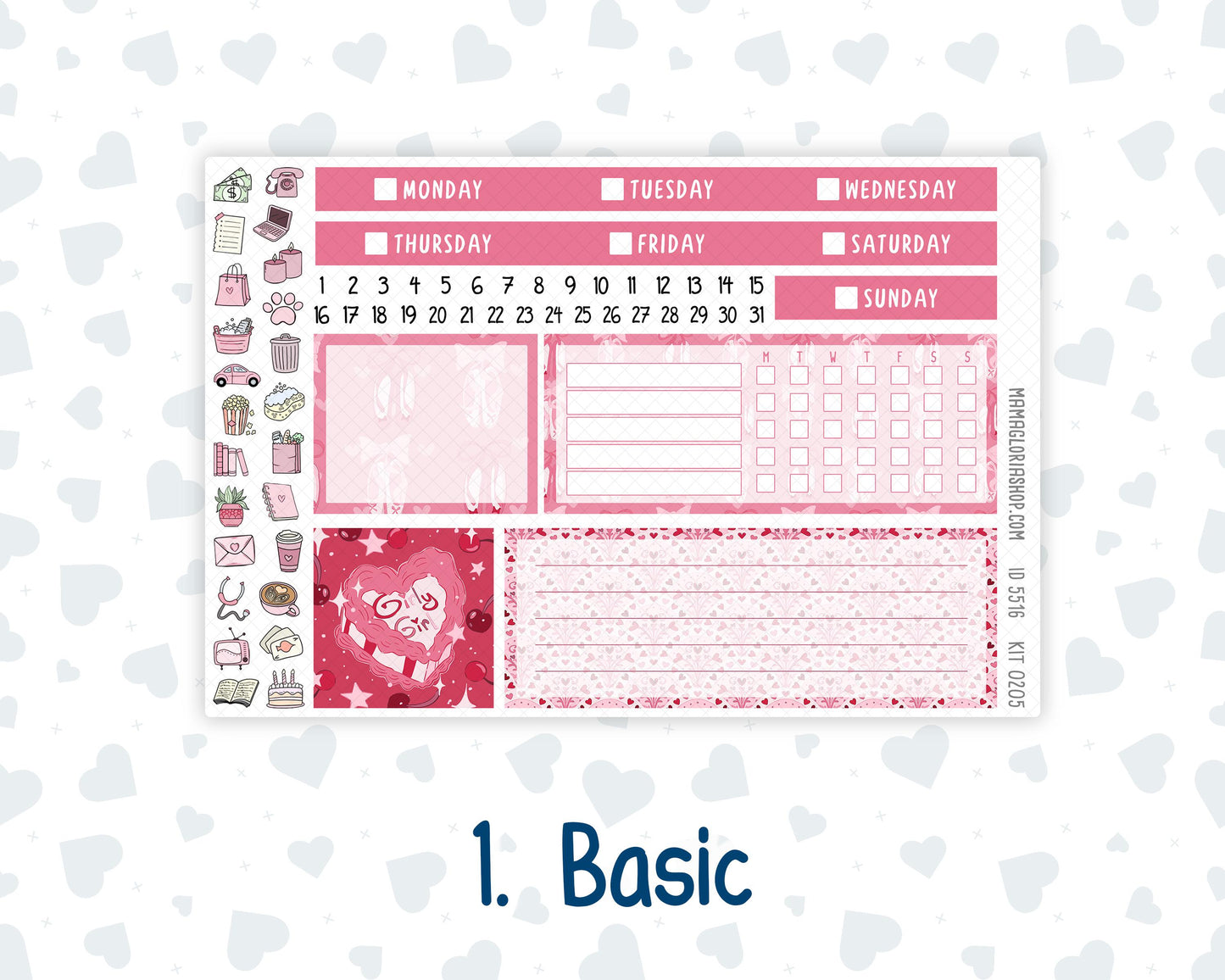 Kit 0205- 7x9 Plum Paper Vertical Priorities - Dancer's Heart - February