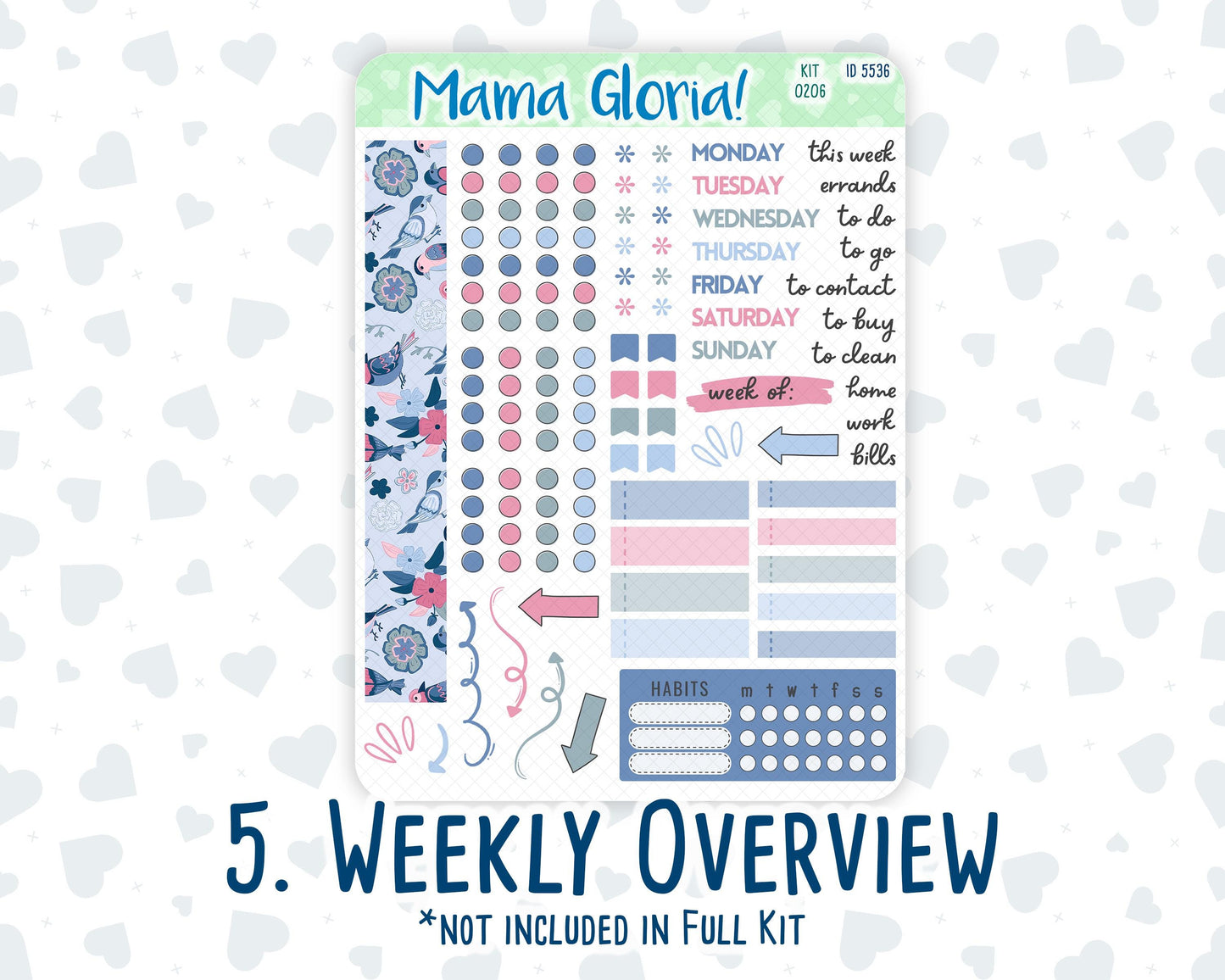 Kit 0206- A5 Daily Duo - Feathered Romance - February -Planner