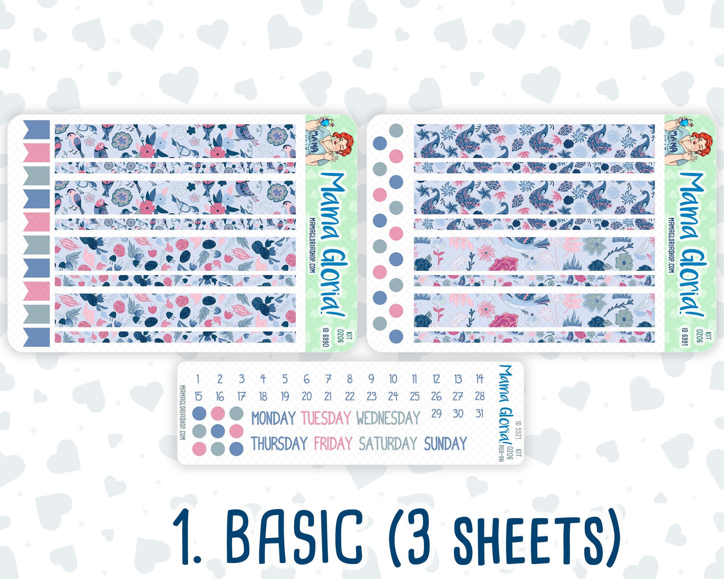 Kit 0206- A5 Daily Duo - Feathered Romance - February -Planner