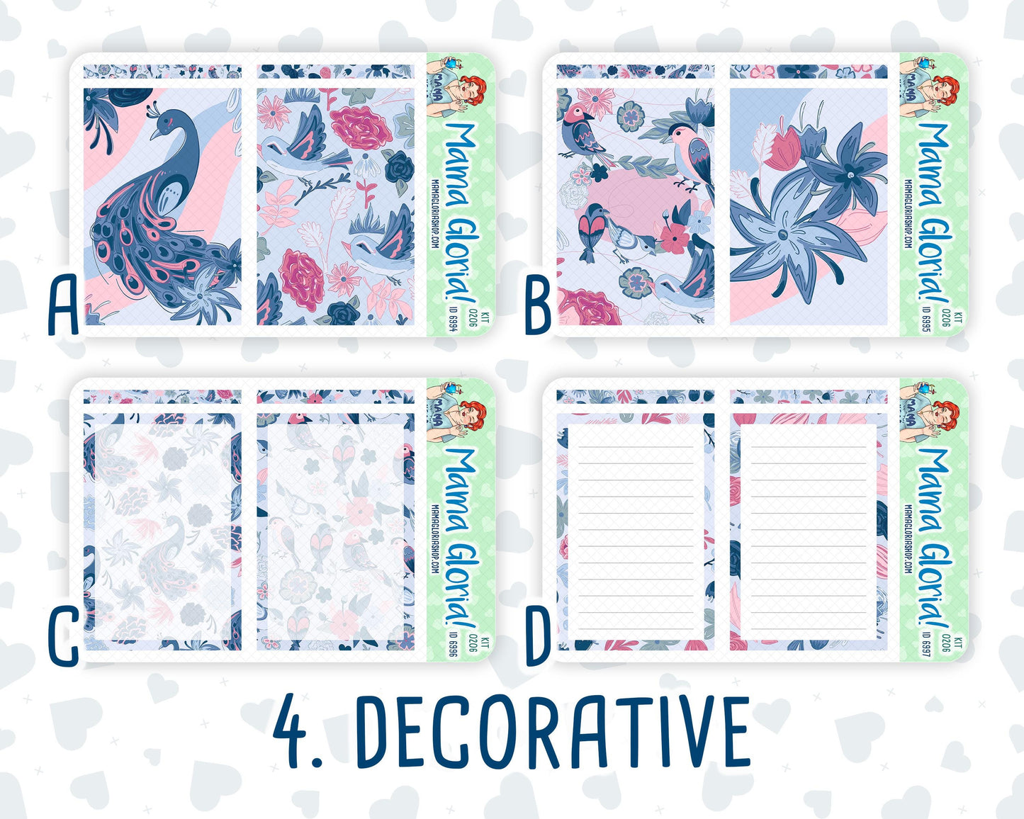 Kit 0206- A5 Daily Duo - Feathered Romance - February -Planner
