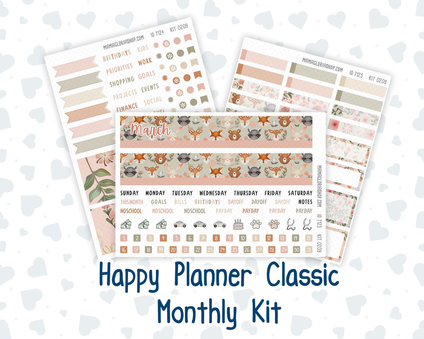 HP - Monthly - Kit 0209- Forest Friends - March- For Classic Happy Planner